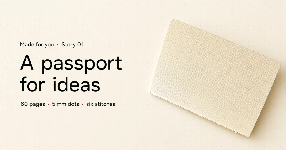 Cream textured passport notebook made to a client’s specifications