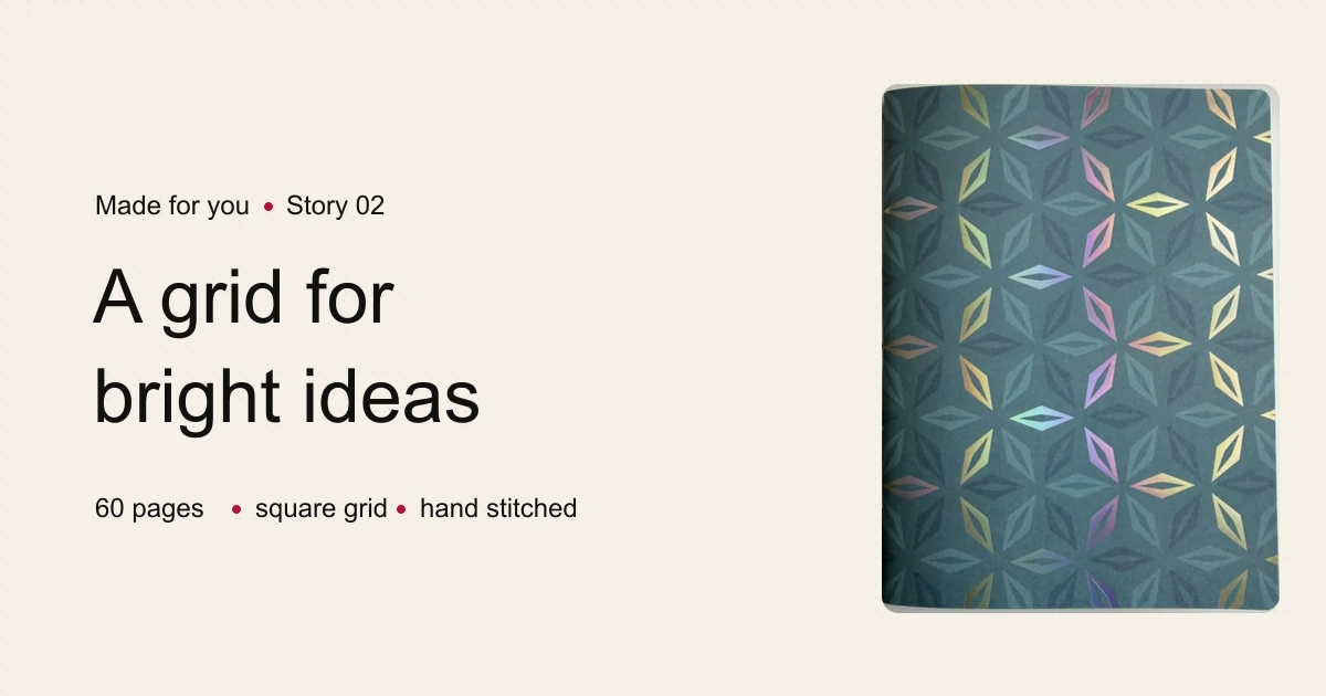 A grid for bright ideas — a playful custom notebook with square-grid paper